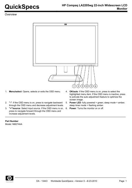 HP Compaq LA2205wg 22-inch Widescreen LCD Monitor