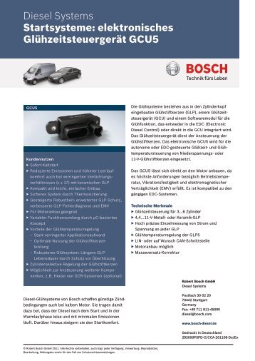 Datenblatt GlÃ¼hzeitsteuergerÃ¤t GCU5 - Bosch Automotive Technology