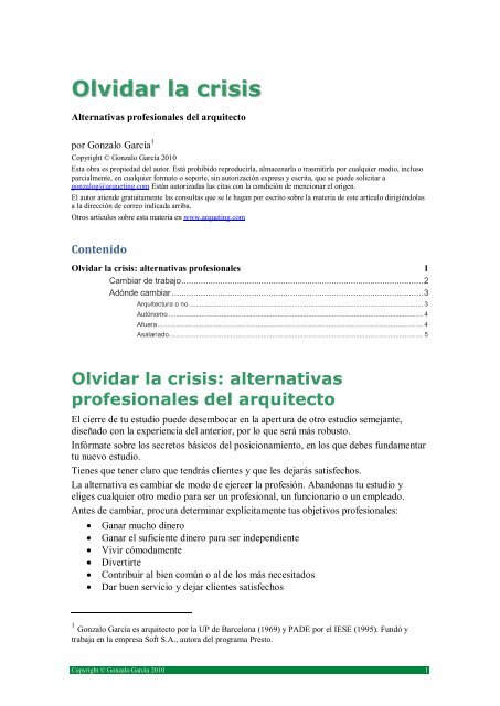 Alternativas profesionales del arquitecto - arqueting