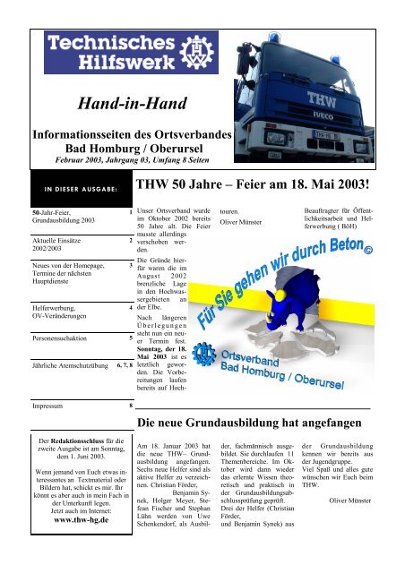 Feier am 18. Mai 2003! - THW OV Bad Homburg / Oberursel