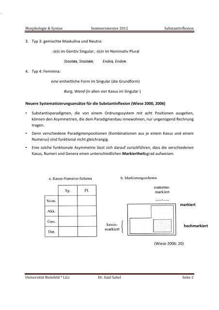 Substantivflexion - UniversitÃ¤t Bielefeld