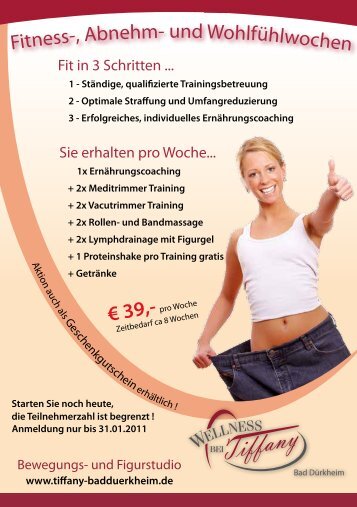 Fitness-, Abnehmen € 39,- - Wellness bei Tiffany Bad Dürkheim