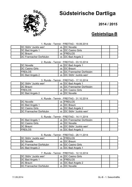 Spielplan_Gebietsliga_B - SÃ¼dsteirische DART-Liga