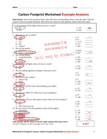 Worksheets Carbon Footprint Worksheet carbon footprint worksheet sharebrowse worksheet