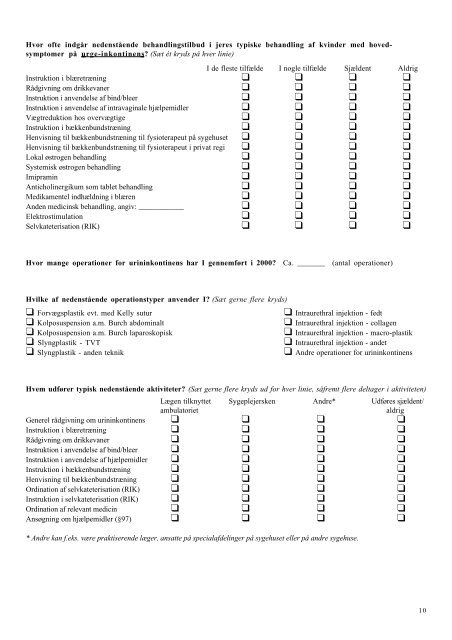 Inkontinensbehandling i Danmark - Sundhedsstyrelsen