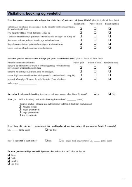 Inkontinensbehandling i Danmark - Sundhedsstyrelsen