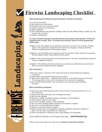 Firewise Landscaping and Construction Checklist