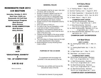 ROSENEATH FAIR 2013 4-H SECTION 4-H IS 4-U - 4-H Ontario