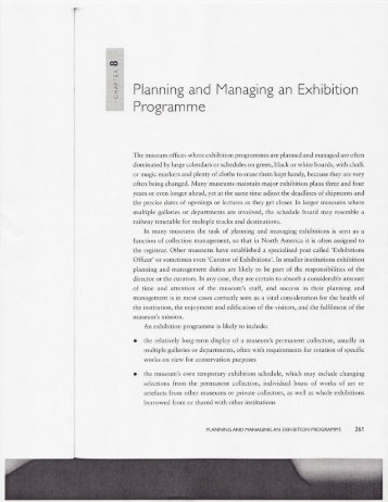 Planning and Managing an Exhibition Programme