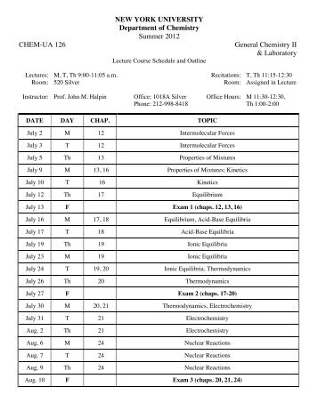 syllabus (lec) - Department of Chemistry - New York University