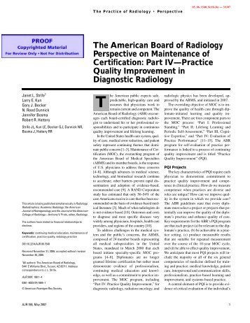 ABR article on PQI for diagnostic radiologists - The American Board ...