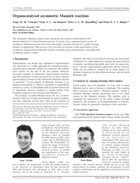 Organocatalysed asymmetric Mannich reactions