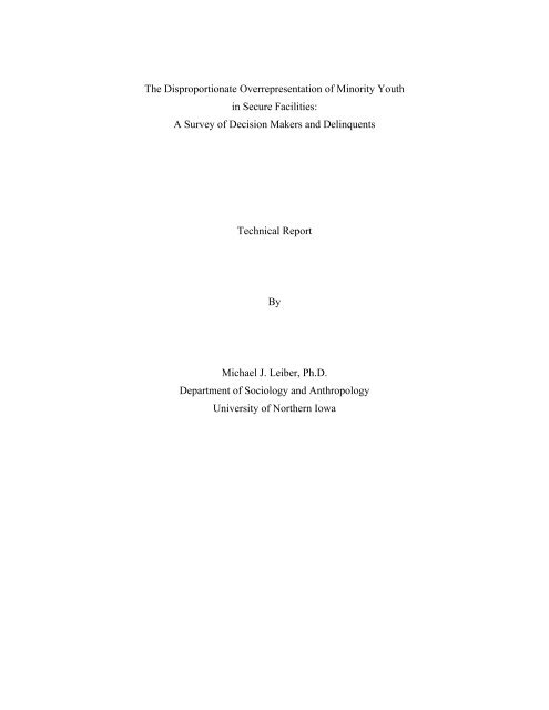 The Disproportionate Overrepresentation of Minority Youth in ...