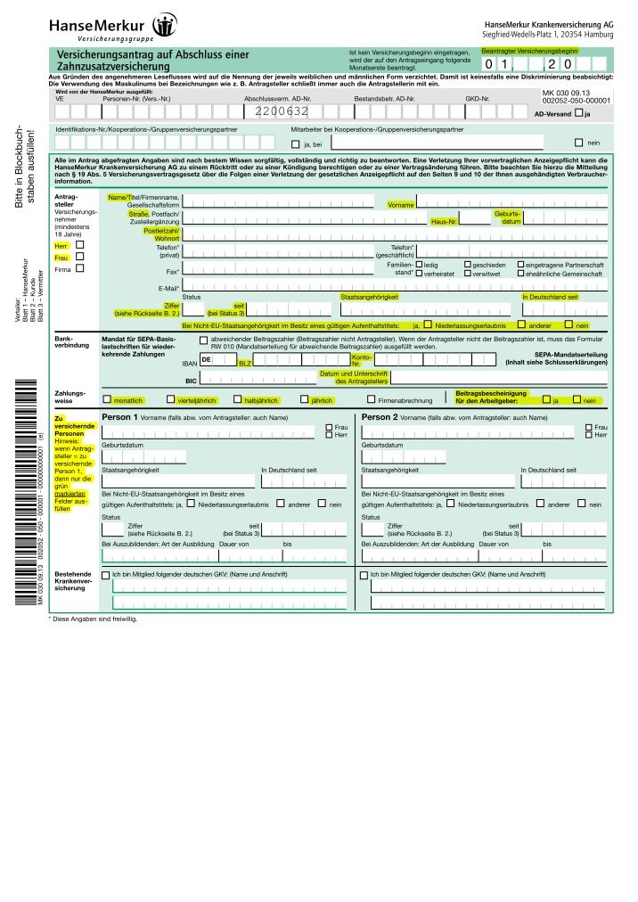 antrag hanse merkur pdf zahnversicherungs tarifde