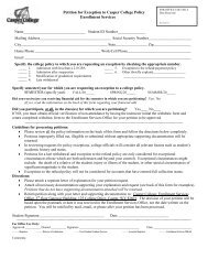 Petition for Exception Form - Casper College