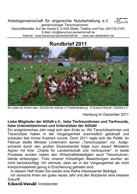 Rundbrief 2011 - Arbeitsgemeinschaft für artgerechte ...