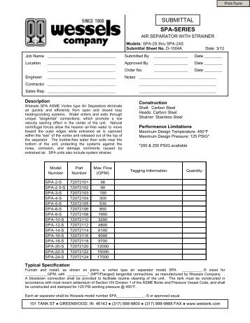 SUBMITTAL SPA-SERIES - Wessels Company