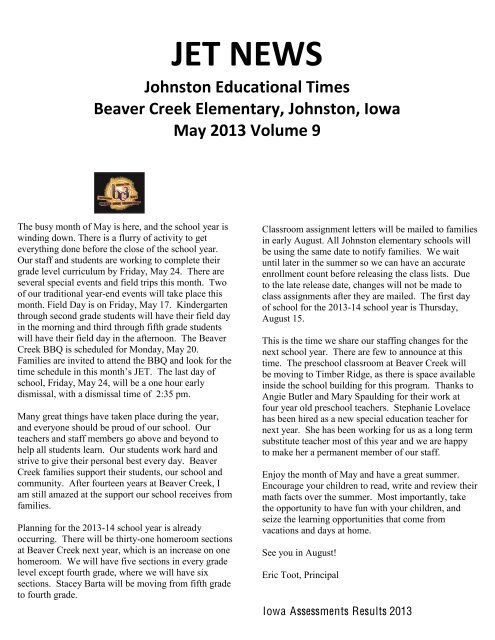 JET NEWS - Johnston Community School District