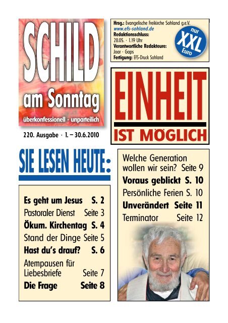 SIE LESEN HEUTE: - Evangelische Freikirche Sohland