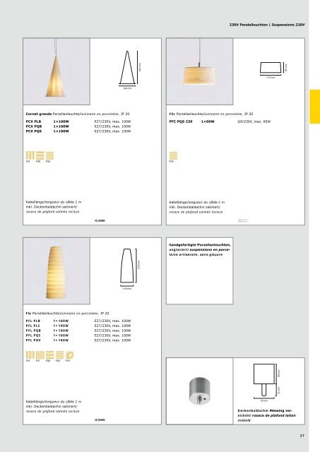 Wohnraumleuchten | Luminaires d'intérieur