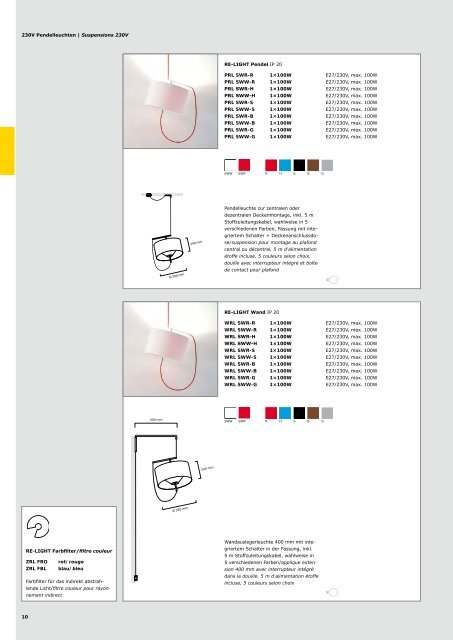 Wohnraumleuchten | Luminaires d'intérieur