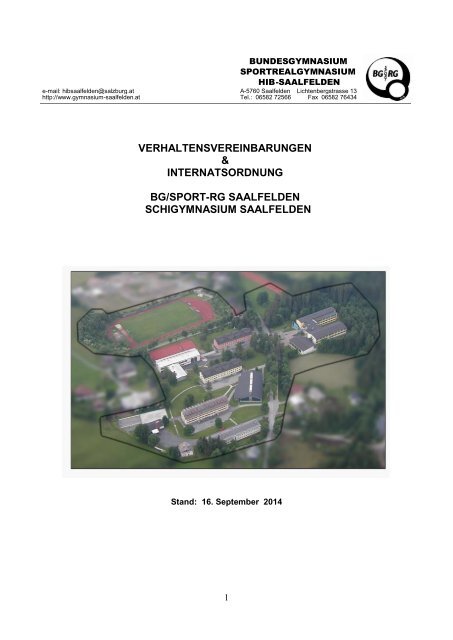 Verhaltensvereinbarungen und Internatsregeln - HIB Saalfelden