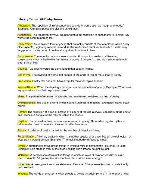 English and Spanish Poetry terms p2  Poetry terms, Fourth grade writing,  Poetry