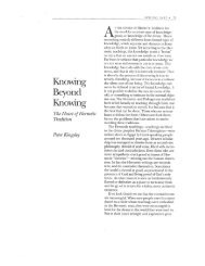 Knowing Beyond Knowing - Peter Kingsley