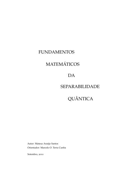 Monografia: Fundamentos MatemÃ¡ticos da Separabilidade - UFMG