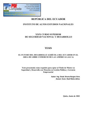 repÃºblica del ecuador tesis - Repositorio Digital IAEN - Instituto de ...