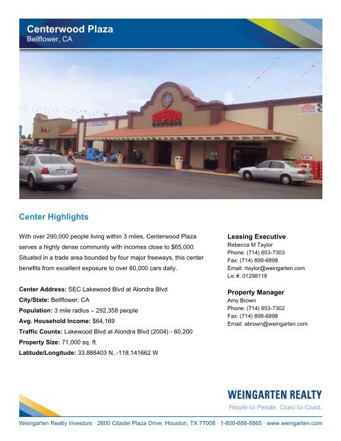 Centerwood Plaza - Weingarten Realty Investors