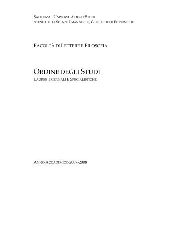 ORDINE DEGLI STUDI - CISADU - Sapienza