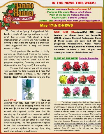 May 17th E-NEWS - Hanna & Hanna Orchards