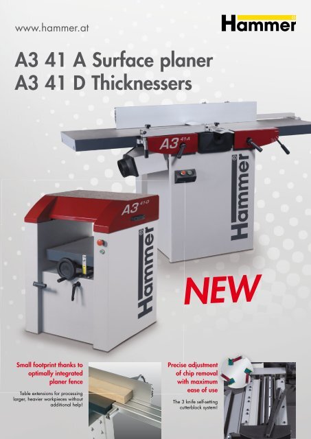 A3 41 A Surface planer A3 41 D Thicknessers