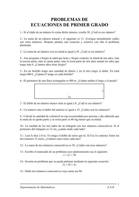 Problemas de ecuaciones de primer grado 1