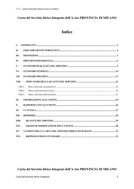 Carta del Servizio Idrico Integrato - Comune di Bollate