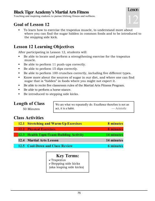 Lesson 12 - Physical Education for Body, Mind and Spirit