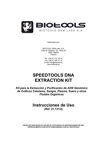 SPEEDTOOLS DNA EXTRACTION KIT - Biotools