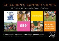 CHILDREN'S SUMMER CAMPS - Vale Resort
