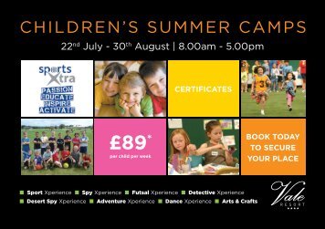 CHILDREN'S SUMMER CAMPS - Vale Resort