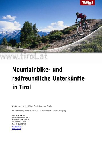 Mountainbike- und radfreundliche Unterkünfte in Tirol