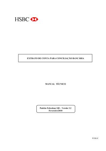 Extrato Conta Corrente_FEBRABAN 240_VersÃ£o 3.2_Fev ... - HSBC