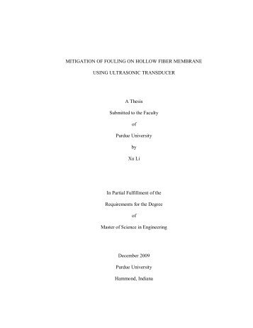 Thesis-MITIGATION OF FOULING ON HOLLOW FIBER MEMBRANE