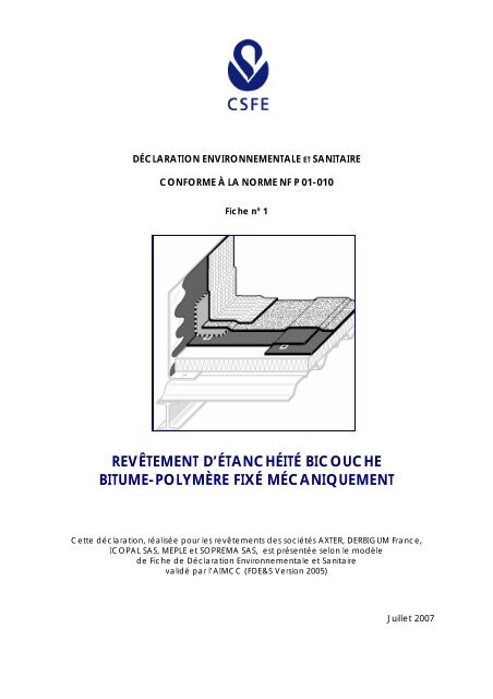 Fiche de dÃ©claration environnementale et sanitaire (FDES) - Axter