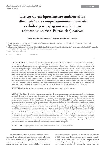 Capa 19(1) - fechada.indd - Sociedade Brasileira de Ornitologia