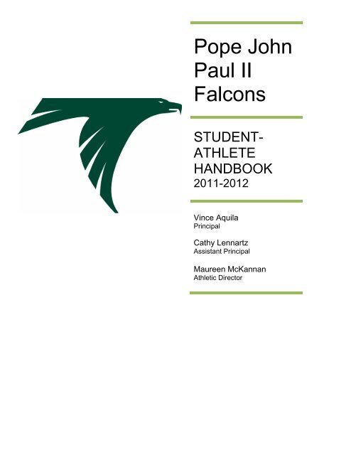 student- athlete handbook - Pope John Paul II Catholic High School