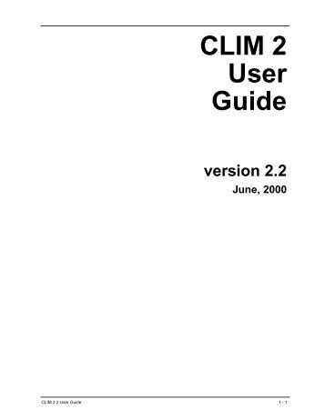 CLIM 2 User Guide