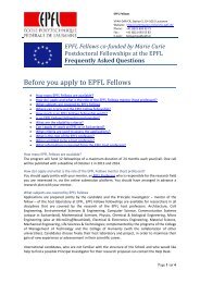 Before you apply to EPFL Fellows - Research Commission EPFL