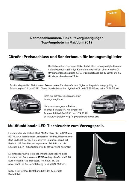 Citroën: Preisnachlass und Sonderbonus für Innungsmitglieder ...