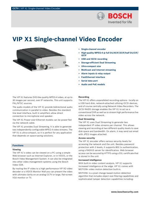 VIP X1 Single-channel Video Encoder - Network Webcams